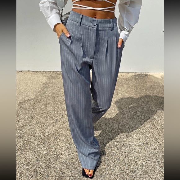 Princess Polly Archer Pants Pinstripe Grey - Picture 4 of 8